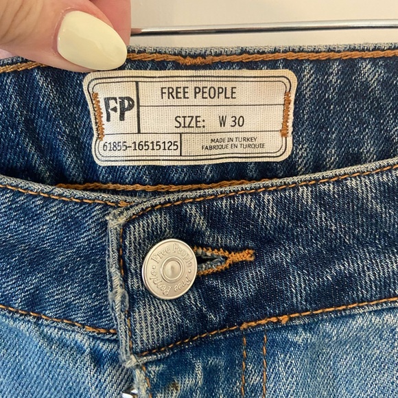 Free People patchwork distressed loose straight leg denim size 30 boho grunge - Picture 6 of 8